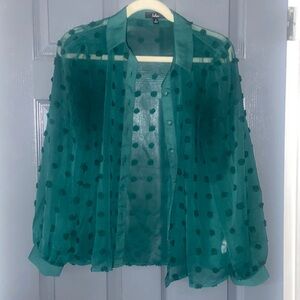 Lulus teal sheer shirt